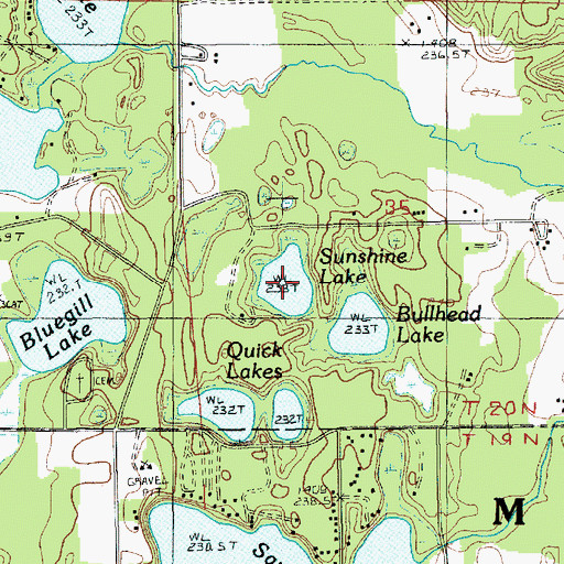 Topographic Map of Sunshine Lake, MI