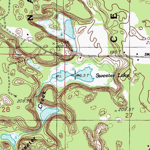 Topographic Map of Sweeter Lake, MI