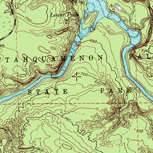 Topographic Map of Tahquamenon Falls State Park, MI
