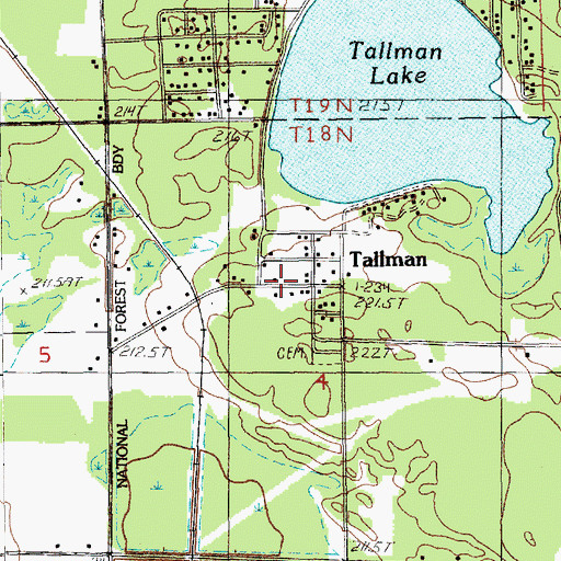 Topographic Map of Tallman, MI