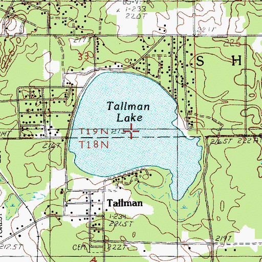 Topographic Map of Tallman Lake, MI
