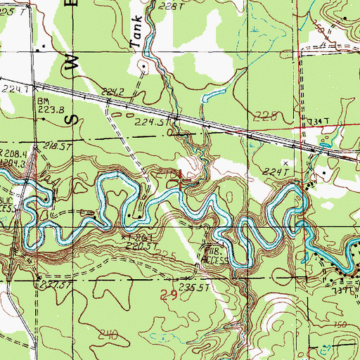 Topographic Map of Tank Creek, MI