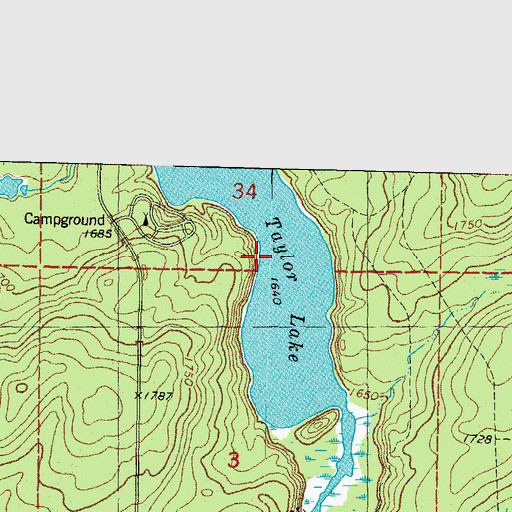 Topographic Map of Taylor Lake, MI