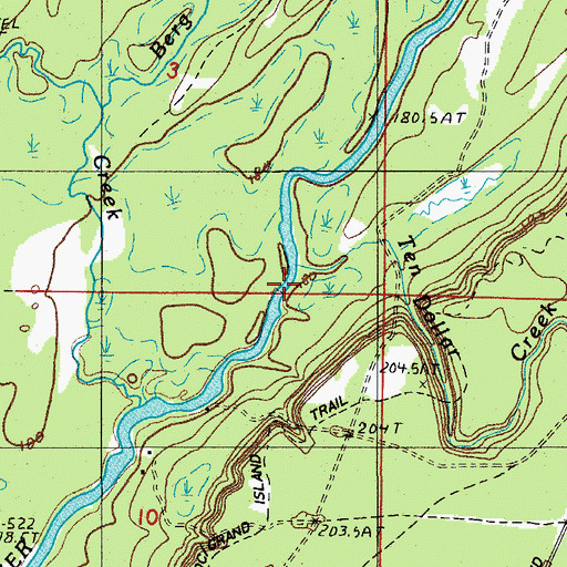 Topographic Map of Ten Dollar Creek, MI