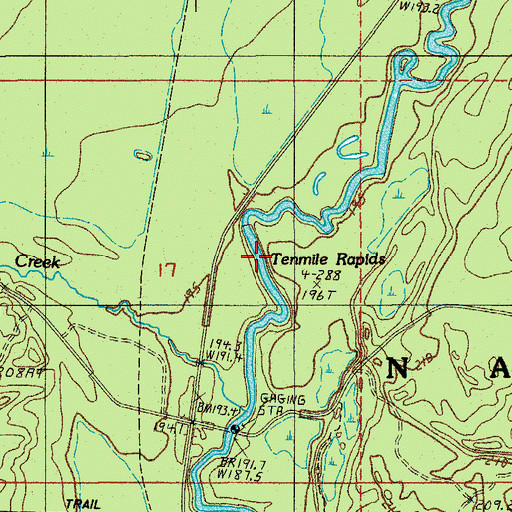 Topographic Map of Tenmile Rapids, MI