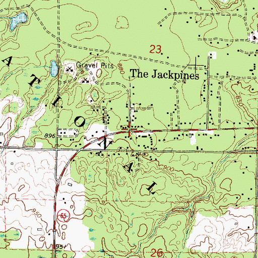 Topographic Map of The Jackpines, MI