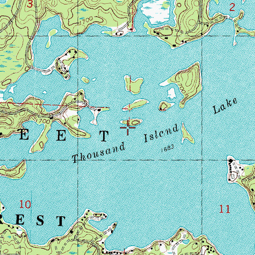 Topographic Map of Thousand Island Lake, MI