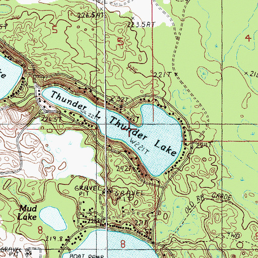 Topographic Map of Thunder Lake, MI