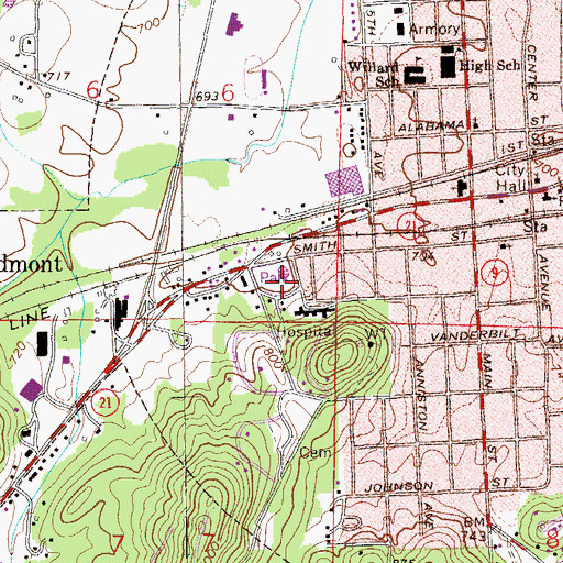 Topographic Map of Jaycee Park, AL