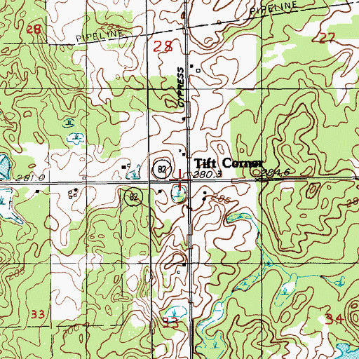 Topographic Map of Tift Corner, MI