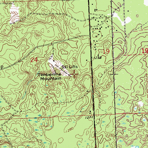 Topographic Map of Timberline Mountain, MI