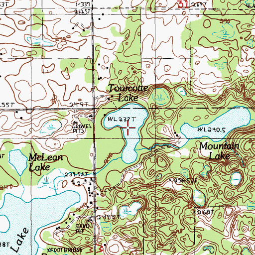 Topographic Map of Tourcotte Lake, MI