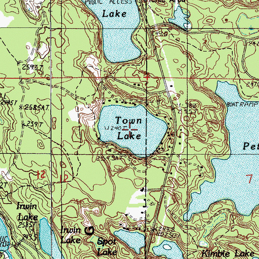 Topographic Map of Town Lake, MI