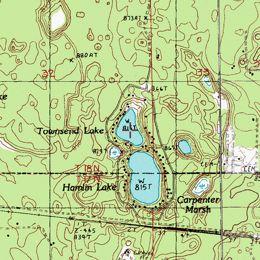 Topographic Map of Townsend Lake, MI