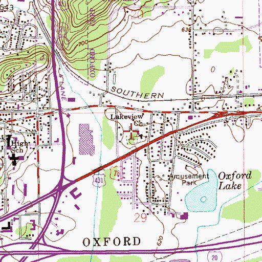 Topographic Map of Lakeview, AL