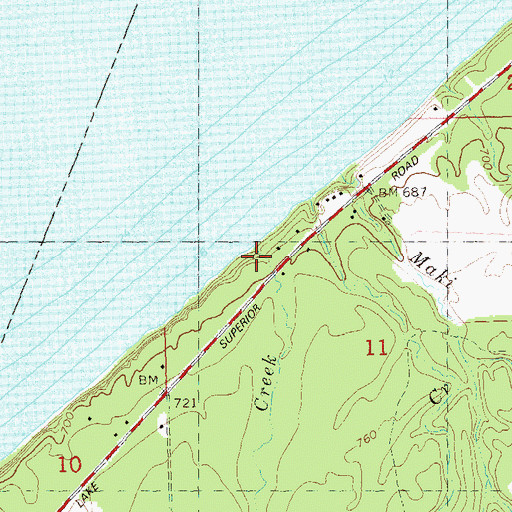 Topographic Map of Treasure Creek, MI