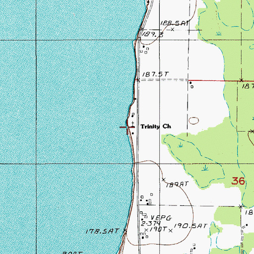 Topographic Map of Trinity Church, MI