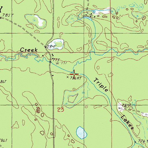 Topographic Map of Triple Lakes Creek, MI