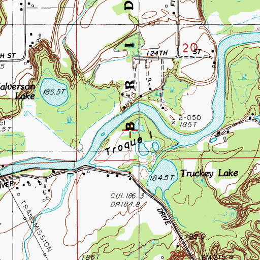 Topographic Map of Troque Island, MI