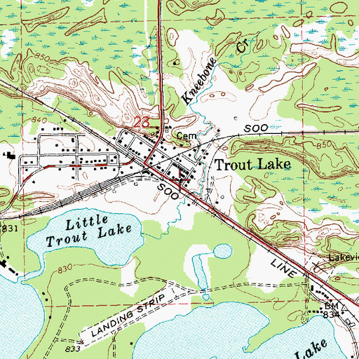 Topographic Map of Trout Lake, MI