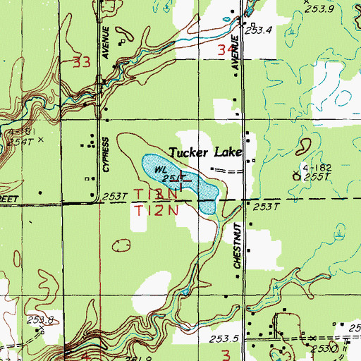 Topographic Map of Tucker Lake, MI