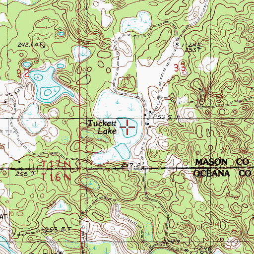 Topographic Map of Tuckett Lake, MI