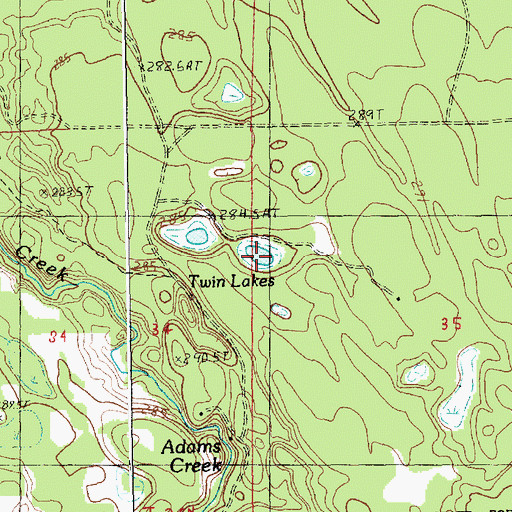 Topographic Map of Twin Lakes, MI