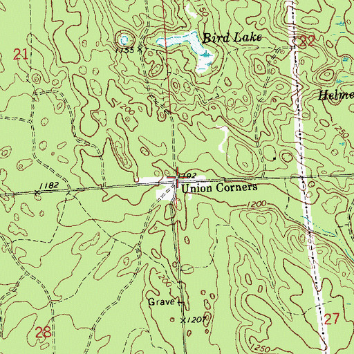 Topographic Map of Union Corners, MI