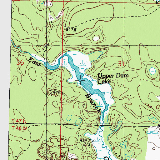 Topographic Map of Upper Dam Lake, MI