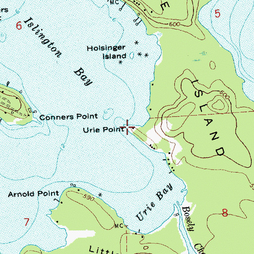 Topographic Map of Urie Point, MI