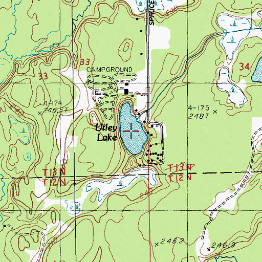 Topographic Map of Utley Lake, MI