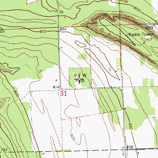 Topographic Map of V F W Park, MI