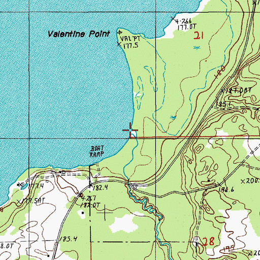 Topographic Map of Valentine Creek, MI