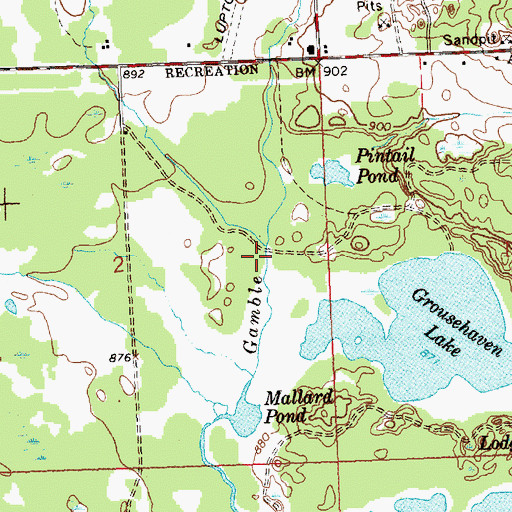 Topographic Map of Vaughn Creek, MI