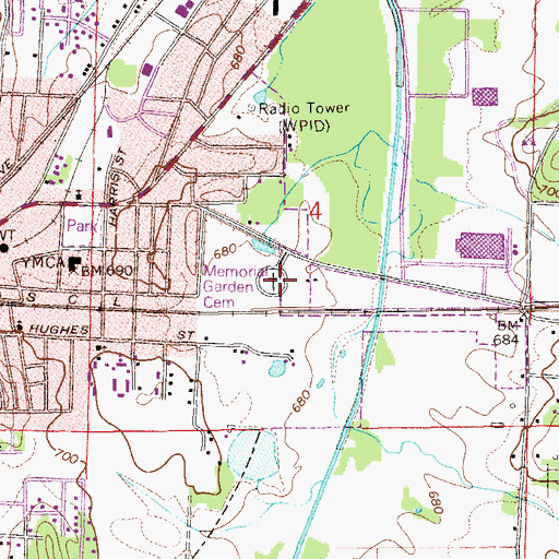 Topographic Map of Memorial Garden Cemetery, AL