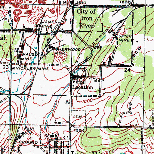 Topographic Map of Virgil Location, MI