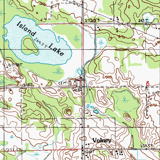 Topographic Map of Volney School, MI