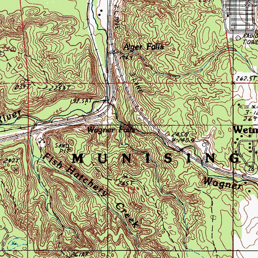 Topographic Map of Wagner Falls, MI