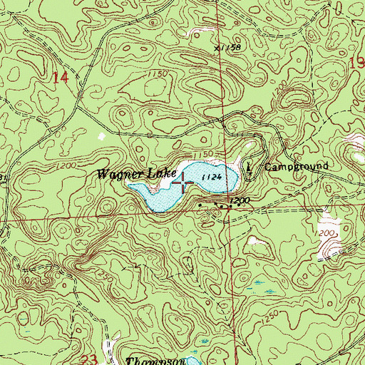 Topographic Map of Wagner Lake, MI