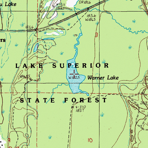 Topographic Map of Warner Lake, MI