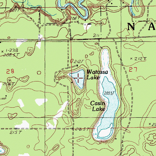 Topographic Map of Watassa Lake, MI
