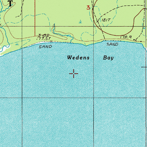 Topographic Map of Wedens Bay, MI