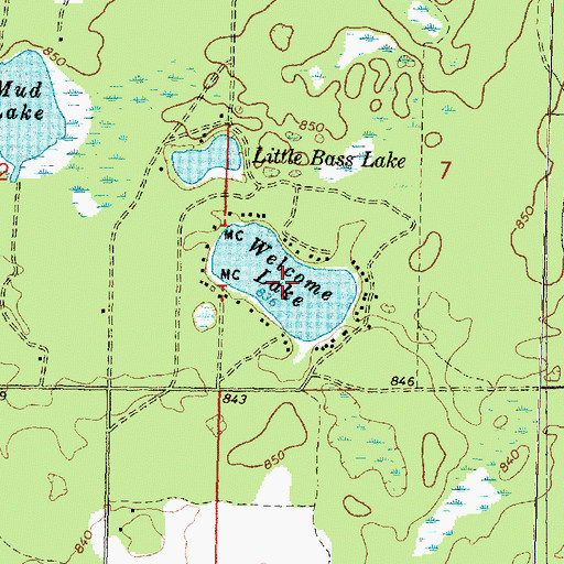 Topographic Map of Welcome Lake, MI