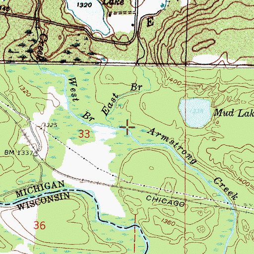 Topographic Map of West Branch Armstrong Creek, MI