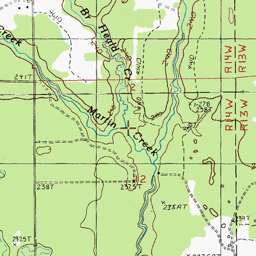 Topographic Map of West Branch Heald Creek, MI