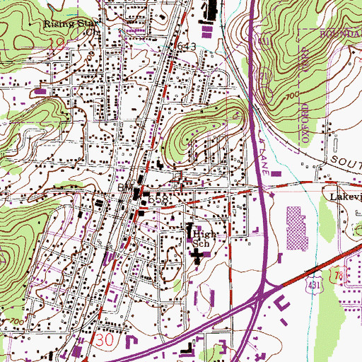 Topographic Map of Oxford Church of Christ, AL