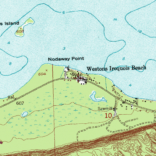 Topographic Map of Westons Iroquois Beach, MI