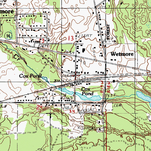 Topographic Map of Wetmore, MI