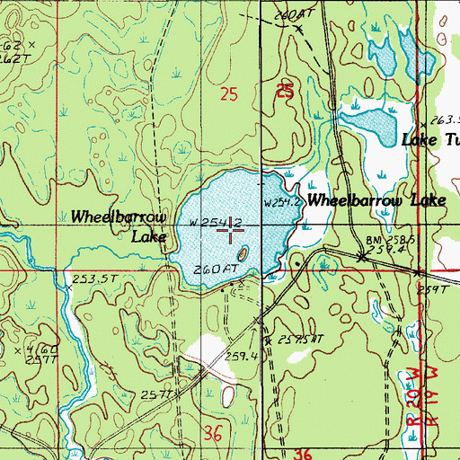 Topographic Map of Wheelbarrow Lake, MI