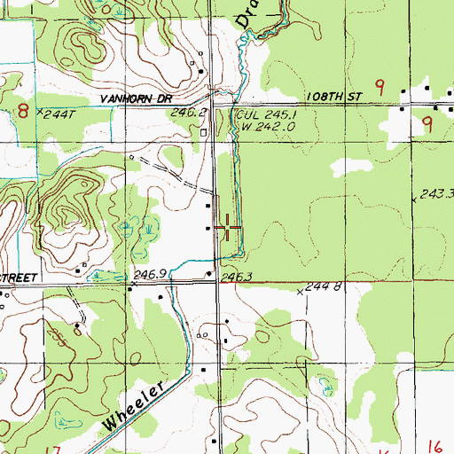 Topographic Map of Wheeler Drain, MI